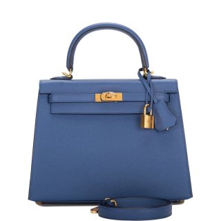 Hermes Bleu Brighton Epsom Sellier Kelly 25cm Gold Hardware