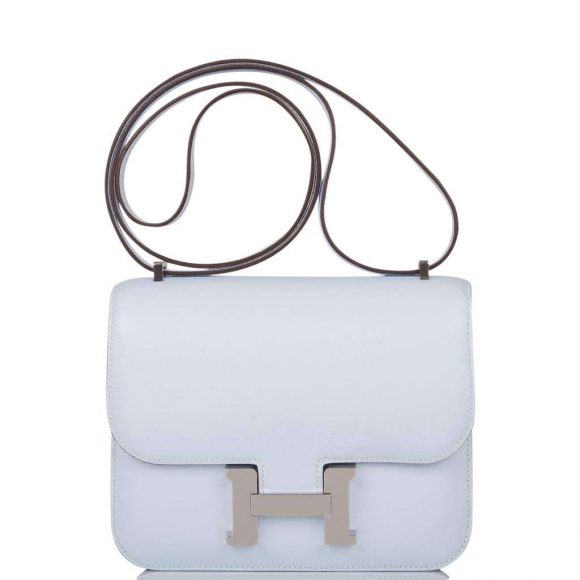 Hermes Bleu Brume Swift Mini Constance 18cm Palladium Hardware