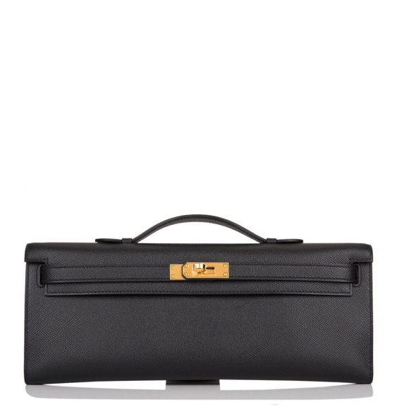 Hermes HSS Black Epsom Kelly Cut Gold Hardware