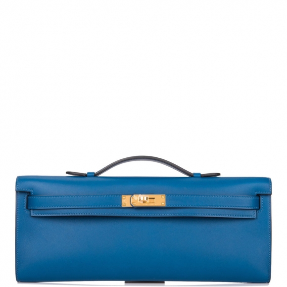 Hermes Deep Blue Swift Kelly Cut Gold Hardware