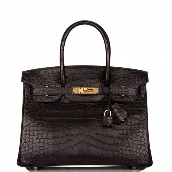 Hermes Birkin 30 Black Matte Alligator Gold Hardware