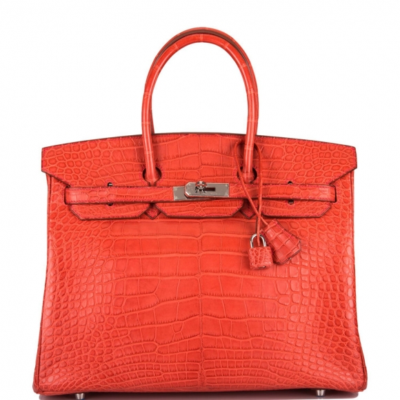 Hermes Rouge Indien Matte Alligator Birkin 35cm Palladium Hardware