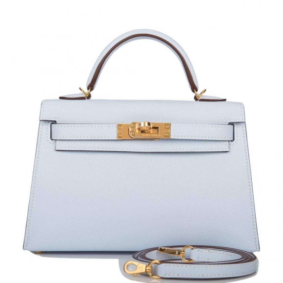 Hermes Bleu Brume Epsom Sellier Kelly 20cm Gold Hardware