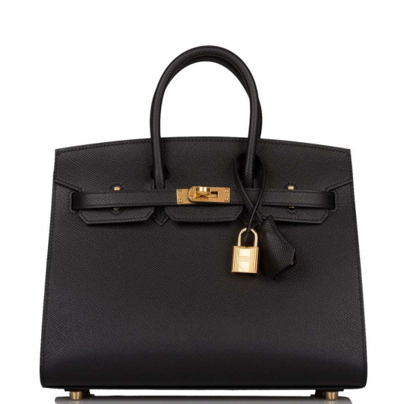 Hermes Birkin Sellier 25 Black Epsom Gold Hardware