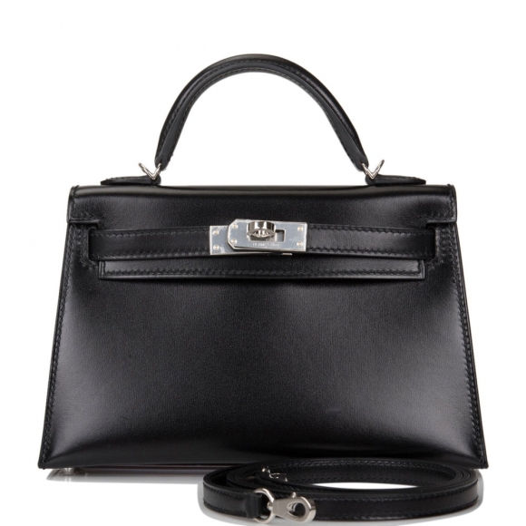 Hermes Black Box Sellier Kelly 20cm Palladium Hardware