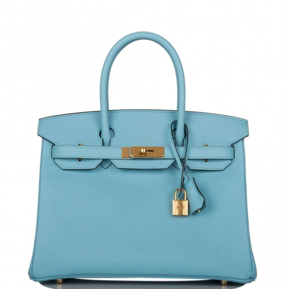 Hermes Bleu Atoll Epsom Birkin 30cm Gold Hardware