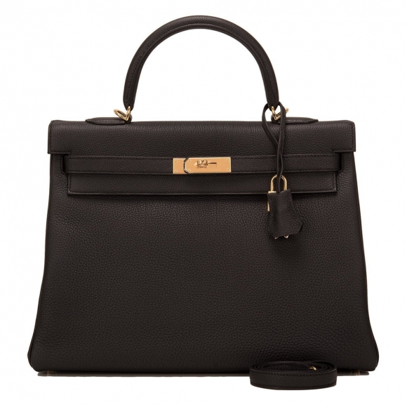 Hermes Black Togo Retourne Kelly 35cm Gold Hardware