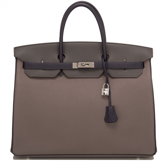 Hermes SO Horseshoe Tri-Color Etain, Indigo, Graphite Togo Birkin 40cm