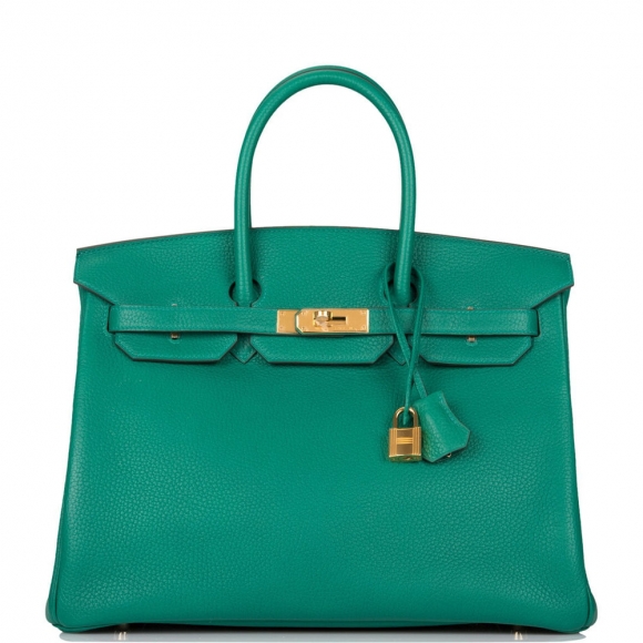 Hermes Vert Vertigo Clemence Birkin 35cm Gold Hardware