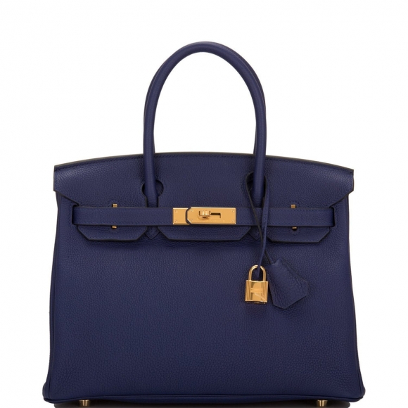 Hermes Bleu Encre Togo Birkin 30cm Gold Hardware