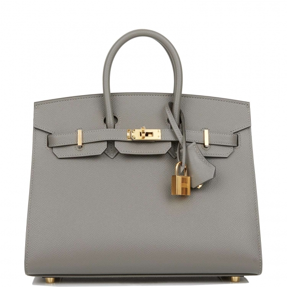 Hermes Birkin Sellier 25 Gris Meyer Epsom Gold Hardware