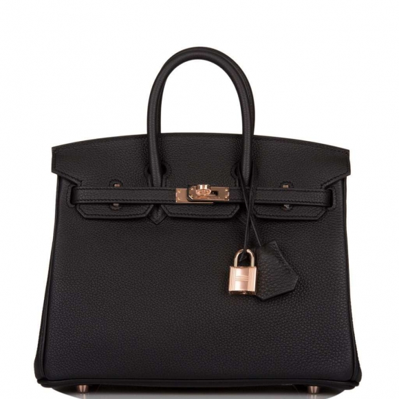 Hermes Birkin 25 Black Togo Rose Gold Hardware