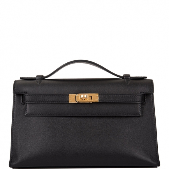 Hermes Black Swift Mini Kelly Pochette