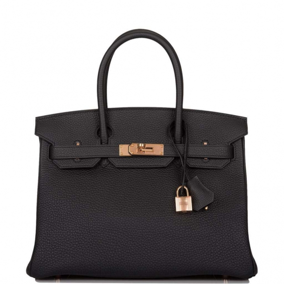 Hermes Birkin 30 Black Togo Rose Gold Hardware