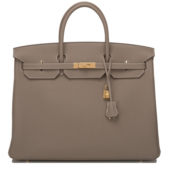 Hermes Etoupe Togo Birkin 40cm Gold Hardware