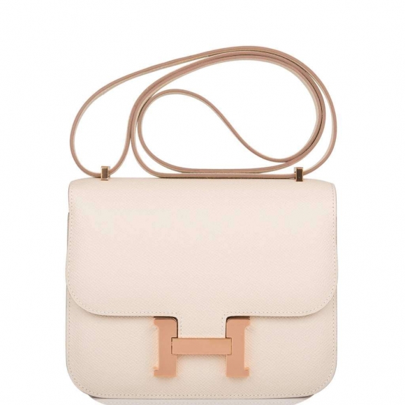 Hermes Craie Epsom Mini Constance 18cm Rose Gold Hardware