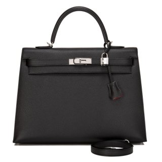 Hermes HSS Bi-Color Black and Rouge Casaque Epsom Sellier Kelly 35cm Palladium Hardware