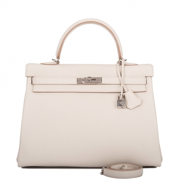 Hermes Beton Togo Retourne Kelly 35cm Palladium Hardware